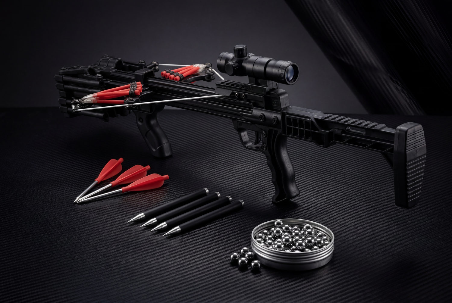 Moderne Slingshot Armbrust mit Zielfernrohr für Zieltraining und Genauigkeit